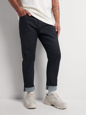 Men's Union-Denim Coated Slim Dark Blue Jeans