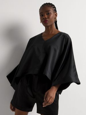 Satin V-Neck Kaftan Blouse