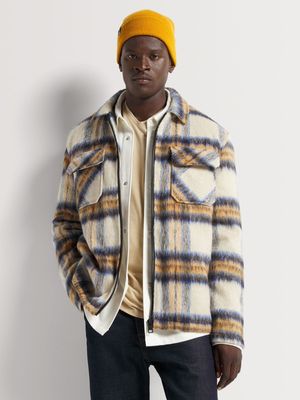 Men's Markham Check Zip Ecru Shacket