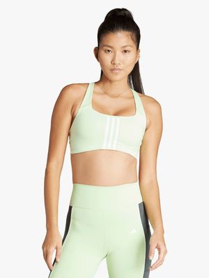 Womens adidas Power Impact Medium Support Light Green Sports Bra