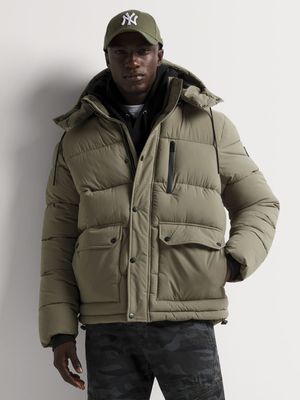 Men's Markham Nylon Olive Green Puffer Jacket