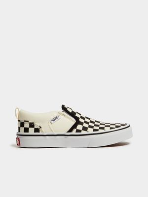 Junior Pre-School Vans Slip On Check/Natural/Black Shoes