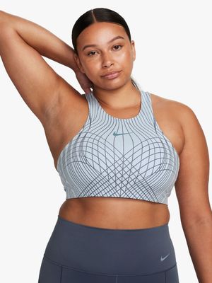 Womens Nike Dri-Fit Swoosh Medium Impact Light Blue Bra