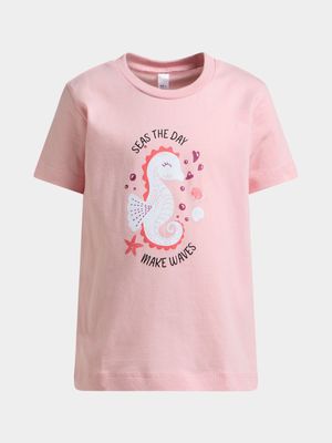 Older Girl's Pink Graphic Print T-Shirt