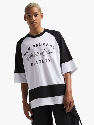 Men's Black & White Oversized Paneled Top