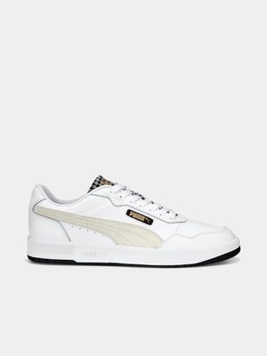 Mens Puma Court Ultra Houndstooth White/Natural Sneakers