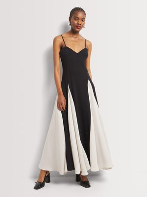 Fit& Flare Godet Maxi Black/ White