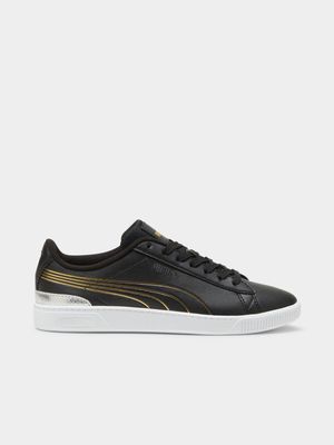 Womens Puma Vikky V3 Metallic Shine Black/Gold/White Sneakers