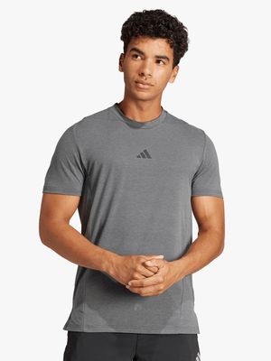 Mens adidas Designed For Training Grey Workout Tee