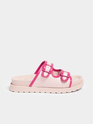 Jet Older Girls Pink Buckle Mule Sandals