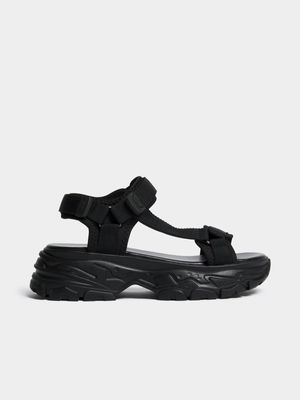 Women's Black Tourist Sandals