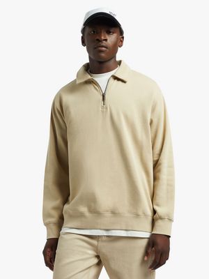 Men's Markham Quarter Zip Stone Sweatshirt