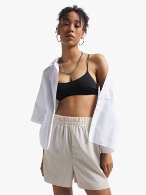 Women's Natural Linen Pull On Short