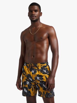 Men's Markham Printed Floral Black/Mustard Swimshort