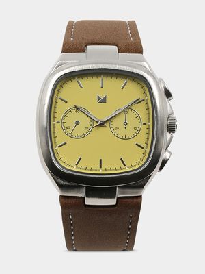 Men's Markham Retro Square Aviator Brown Watch