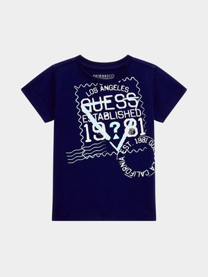 Younger Boy's Guess Blue Cave T-Shirt