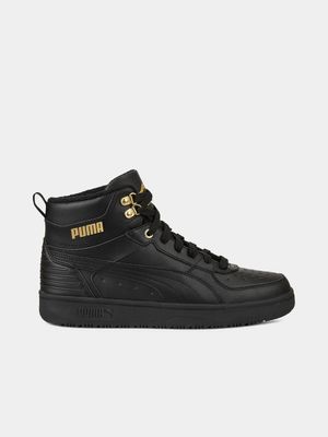 Mens Puma Rebound Rugged Black/Gold Sneakers