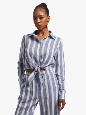 Linen Blend Knot Front Shirt