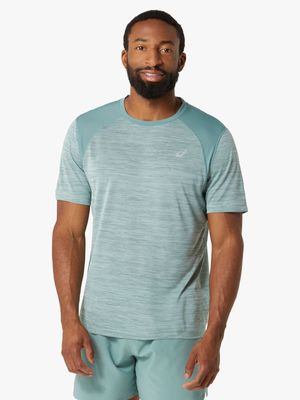 Mens Asics Road Blue Short Sleeve Top