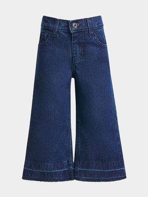 Older Girl's Dark Blue Wide Leg Jeans