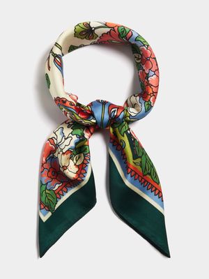 Women's Green Floral Scarf