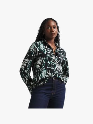 Women's Green Floral Print Shirt