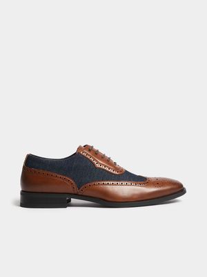 Men's Markham Textured Lazer Brogue Tan Shoes