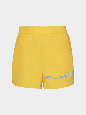 Younger Girl's Yellow Fleece Shorts