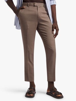 Men's Markham Smart Slim Tapered Textured Taupe Brown Trouser