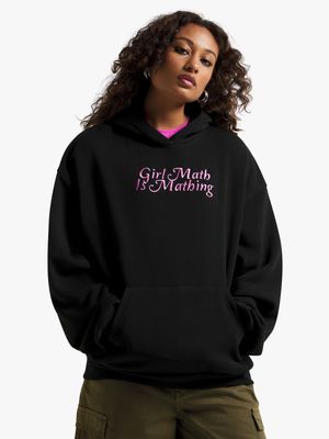 Women's Black Fleece Hoodie With Print