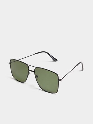 Men's Black Square Sunglasses