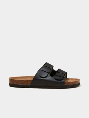 Women's Cotton On Black Rex Double Buckle Slides