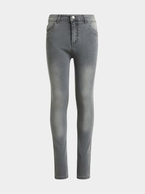 Younger Boy's Grey Skinny Jeans