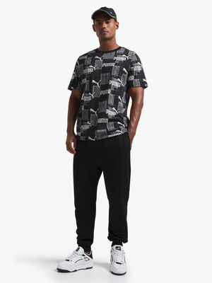 Mens Puma Essential Logo Lab All Over Print Black Tee