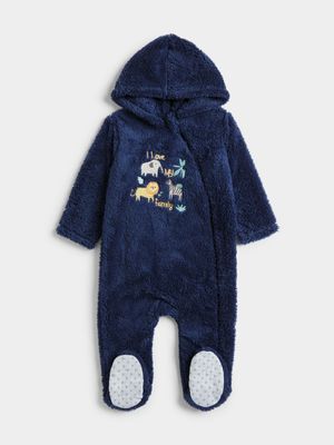 Jet Infant Boys Navy Daddy's Little Boy Fleece Sleepsuit