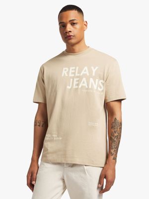 Men's Relay Jeans Regular Front & Back Stone T-Shirt