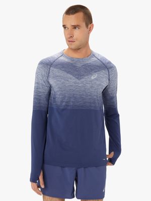 Mens Asics Seamless Blue Long Sleeve Top