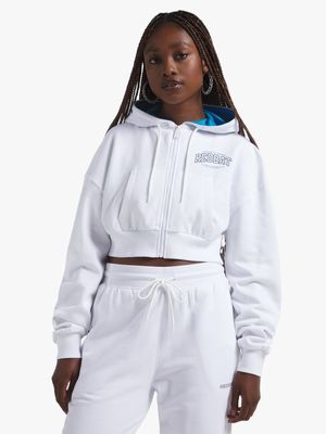 Redbat Athletics Women's White Cropped Hoodie