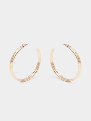 Double Barrel Hoop Earrings