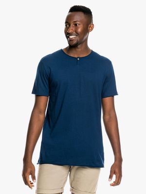 SPLIT CREW T-SHIRT BRIGHT NAVY