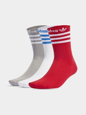 adidas Originals Unisex 3-Pack Multicolour Crew Socks