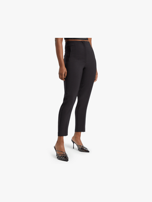 Tapered Leg Darted High Waist Pants