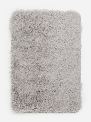 Jet Home Quiet Grey Plush Shaggy Rug 60x90cm