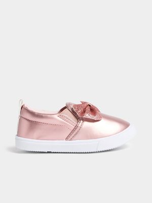 Jet Younger Girls Pink Metallic Butterfly Slip On Sneakers