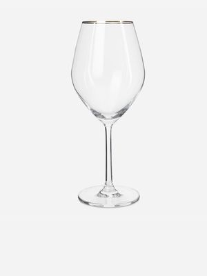 glamour wine glass w/gold rim 595ml