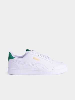 Mens Puma Shuffle Perferated White/Green Sneaker