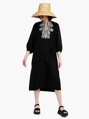 Women's Me&B Black Embroidered Tunic Dress