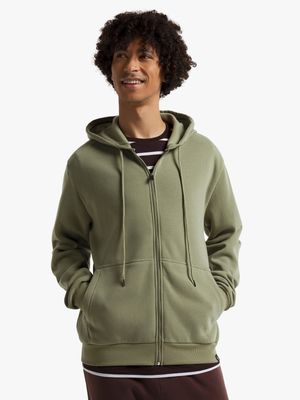 Men's Sage Green Zip Through Hoodie