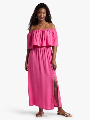 Women's Pink Bardot Maxi Dress