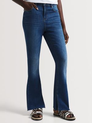 News Denim Split Hem Flare Leg Jeans